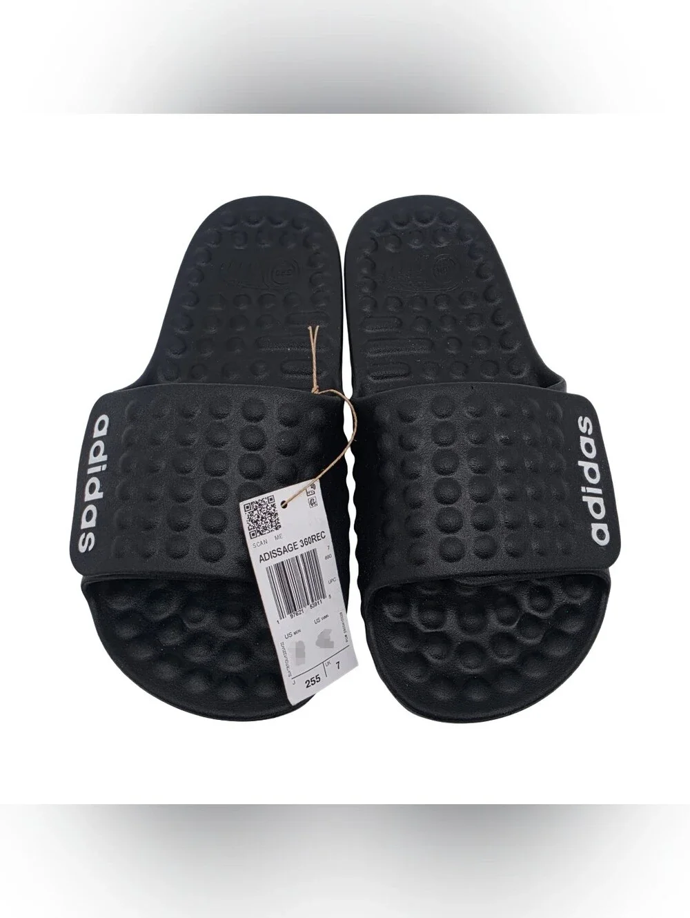 Adidas Adissage 360Rec Recovery Slides Black White 7M, 8W